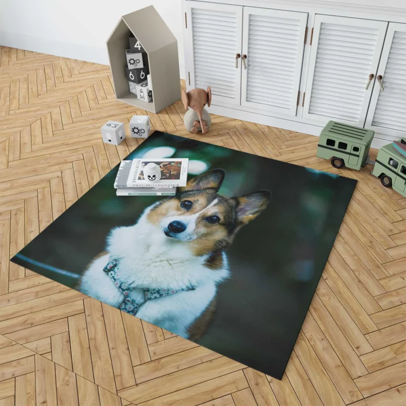 Delightful Corgi Quartet: Fourfold Joy Floor Rug 1