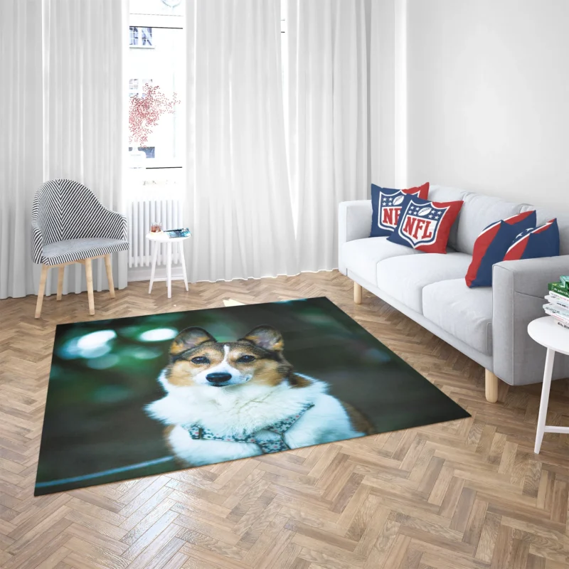 Delightful Corgi Quartet: Fourfold Joy Floor Rug 2