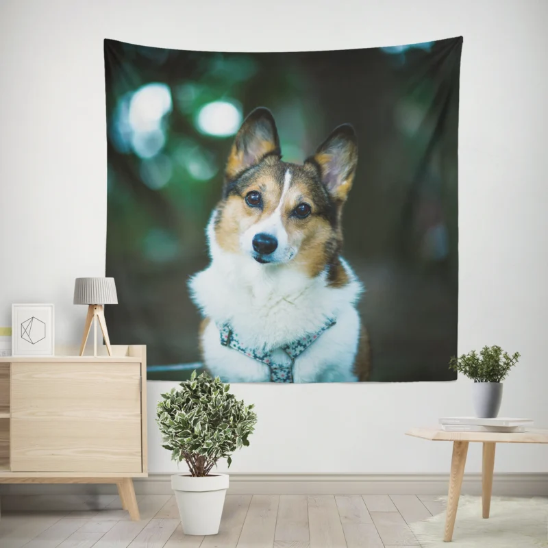 Delightful Corgi Quartet  Fourfold Joy Wall Tapestry