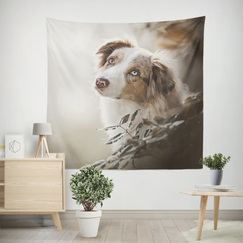 Depth Of Field Canine Elegance  Australian Shepherd Wall Tapestry