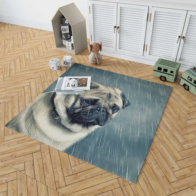 Depth of Field Beauty: Pug Quartet Floor Rug 1