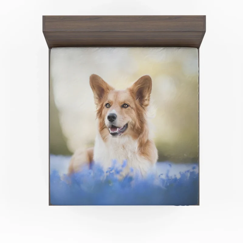 Depth of Field Blue Corgi Quartet Fitted Sheet