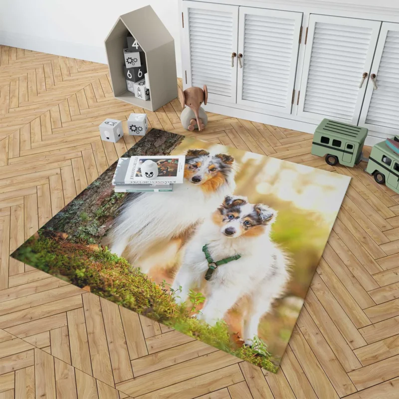 Depth-of-Field Dream: Shetland Sheepdog Quartet Floor Rug 1