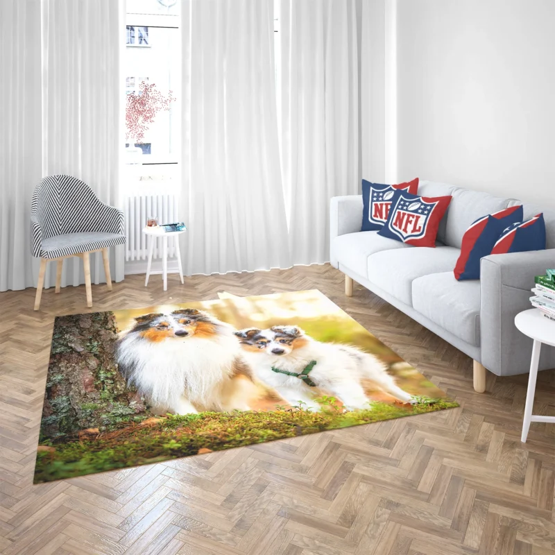 Depth-of-Field Dream: Shetland Sheepdog Quartet Floor Rug 2