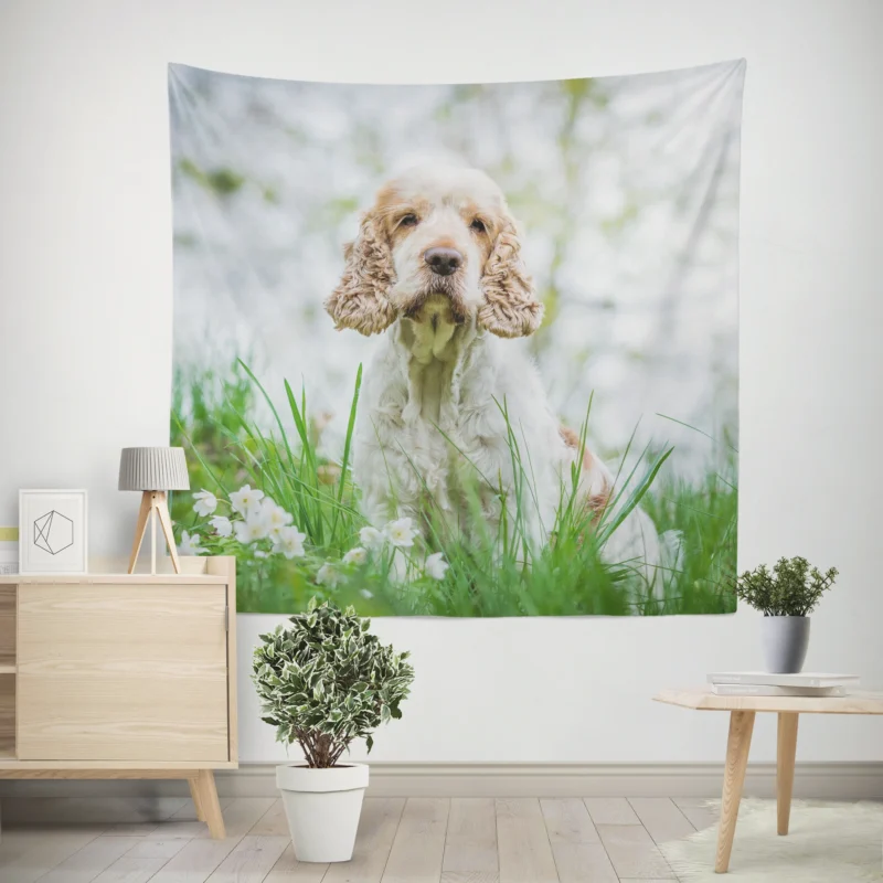 Depth of Field Spaniel Beauty  Cocker Spaniel Quartet Wall Tapestry