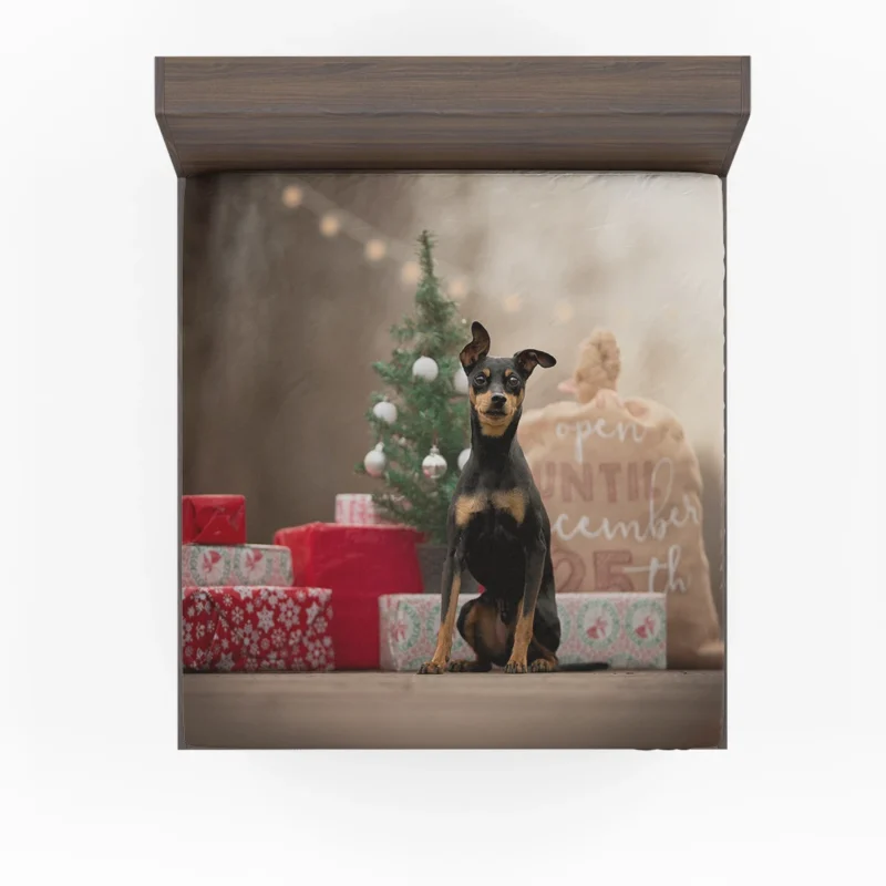 Doberman with Christmas Presents: Doberman Pinscher Quartet Fitted Sheet