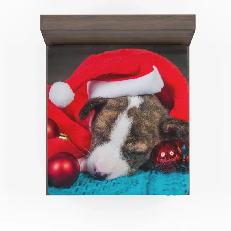 Elegance and Charm: Santa Pit Bull Quartet Fitted Sheet