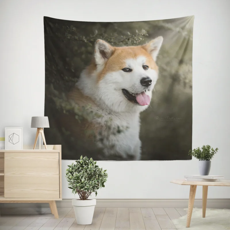 Elegance in Fourfold  The Akita Quartet Wall Tapestry