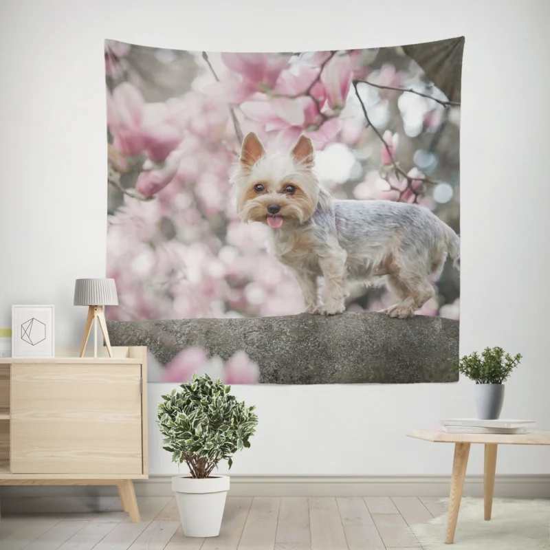 Elegance in Fur  Yorkshire Terrier Quartet Wall Tapestry