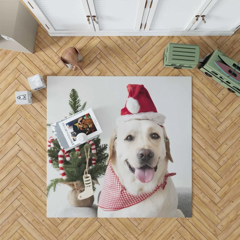 Elegance in Red Petals: Labrador Quartet Floor Rug