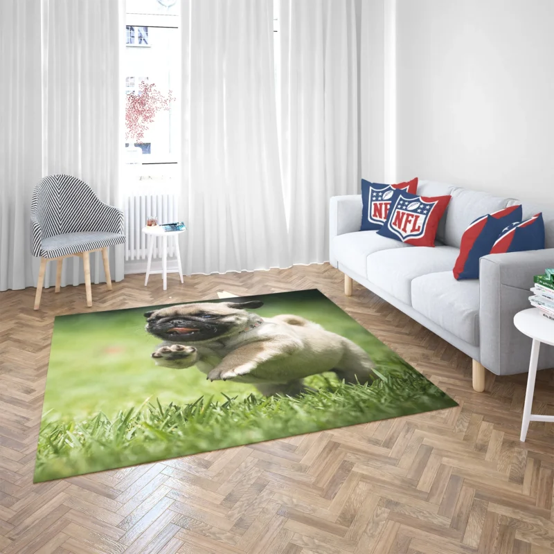 Elegant Pug Majesty: Fourfold Pug Quartet Floor Rug 2