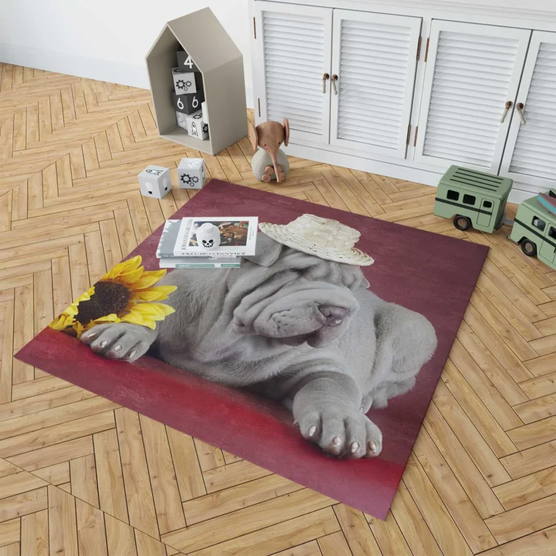 Elegant Shar Pei Ensemble: Quartet Floor Rug 1