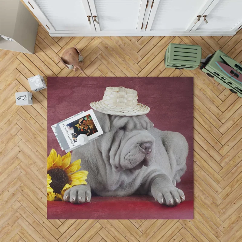 Elegant Shar Pei Ensemble: Quartet Floor Rug