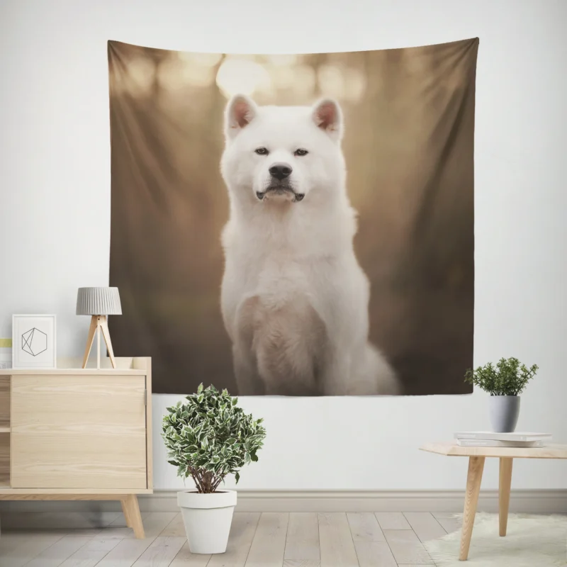 Elegant and Enigmatic  The Akita Quartet Wall Tapestry