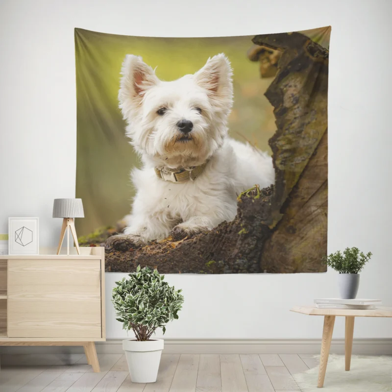 Elegant and White  West Highland White Terrier Quartet Wall Tapestry