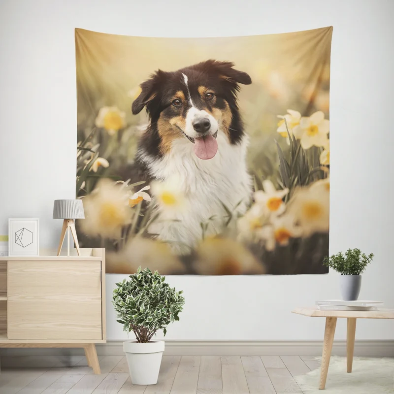 Enchanting Shetland Sheepdog Quartet Wall Tapestry