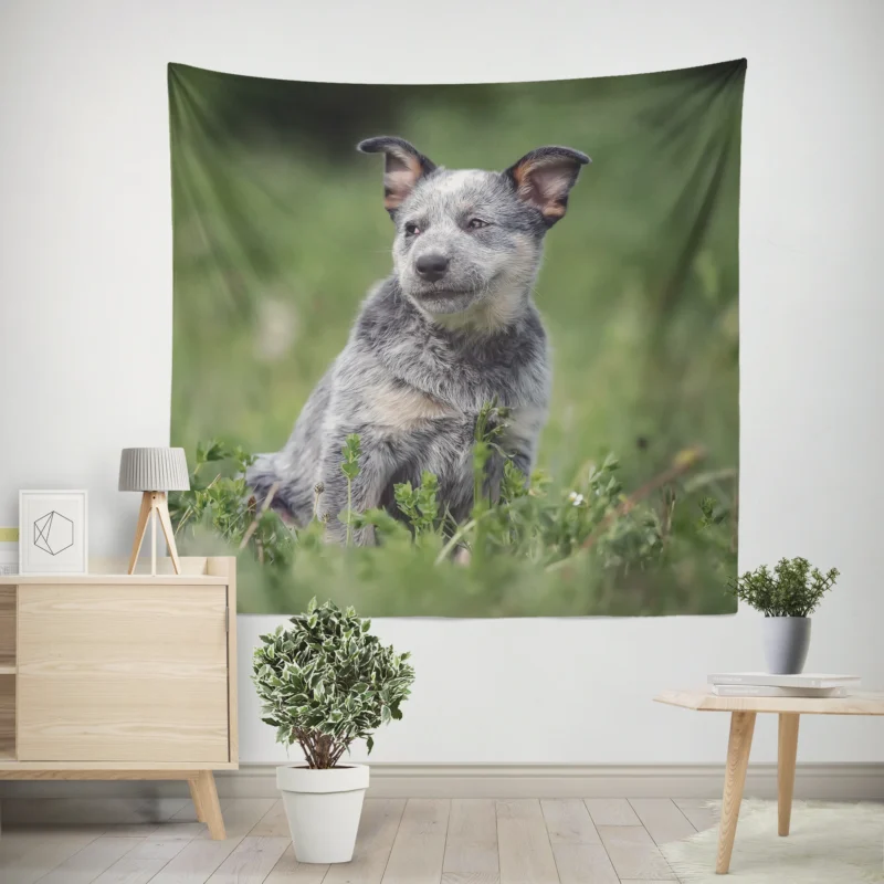 Energetic Australian Cattle Dog Puppies Wall Tapestry