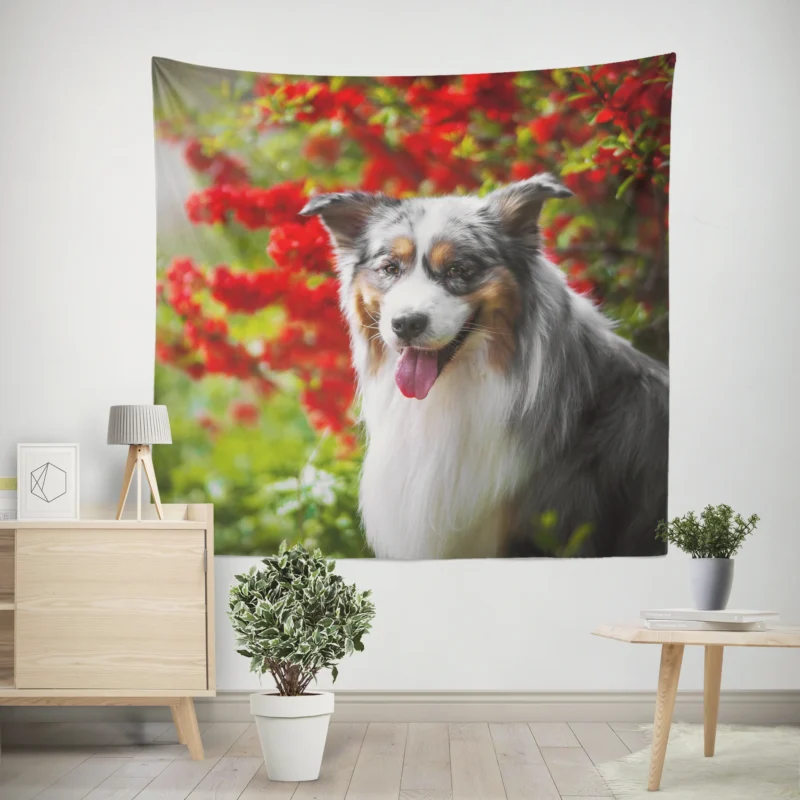 Energetic and Loyal Dogs  Australian Shepherd Wall Tapestry