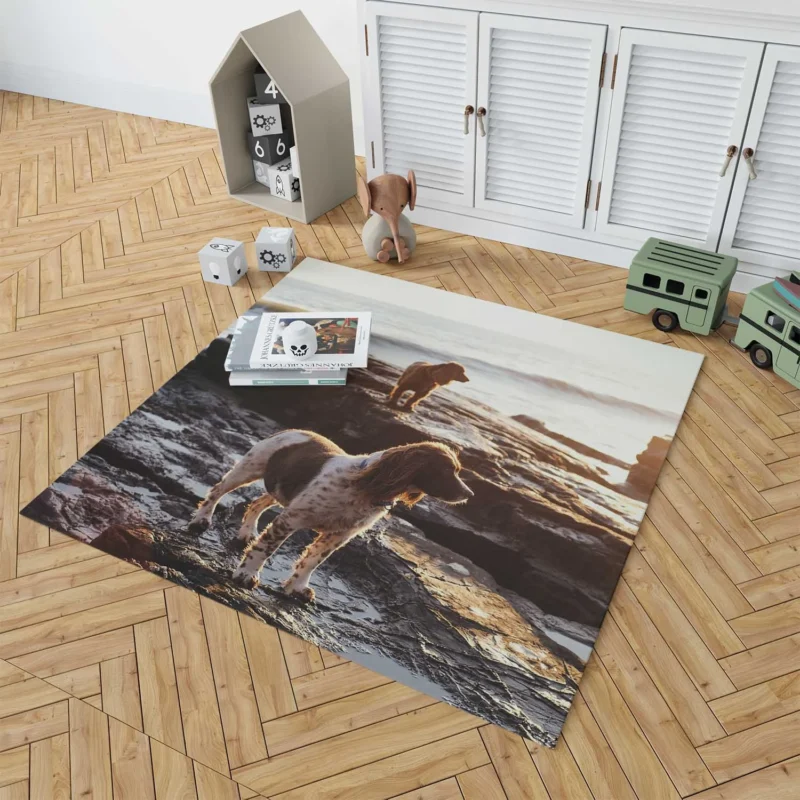 English Springer Spaniel at the Beach: Quartet Floor Rug 1