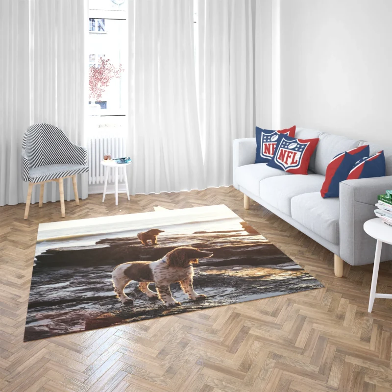 English Springer Spaniel at the Beach: Quartet Floor Rug 2