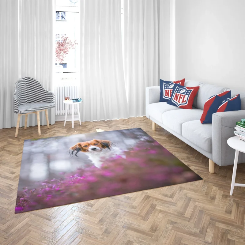 Ethereal Quartet: Kooikerhondje Flowers in Depth Floor Rug 2