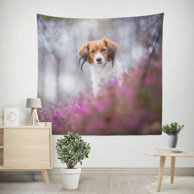 Ethereal Quartet  Kooikerhondje Flowers in Depth Wall Tapestry