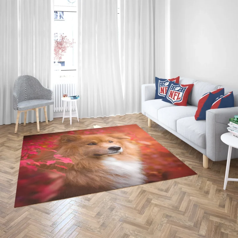 Eurasier Autumn Delight: Muzzle in Falling Leaves Floor Rug 2