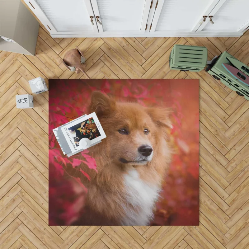 Eurasier Autumn Delight: Muzzle in Falling Leaves Floor Rug