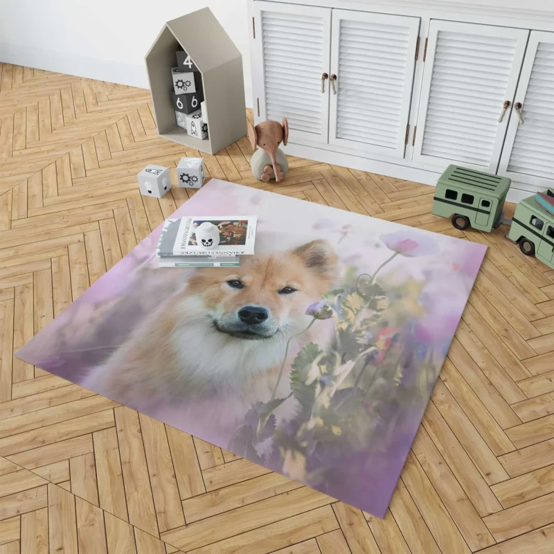 Eurasier with Flowers: Eurasier Quartet Floor Rug 1