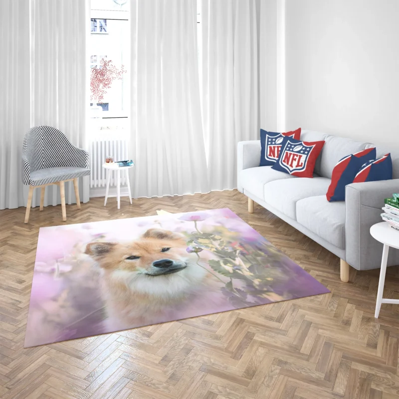 Eurasier with Flowers: Eurasier Quartet Floor Rug 2