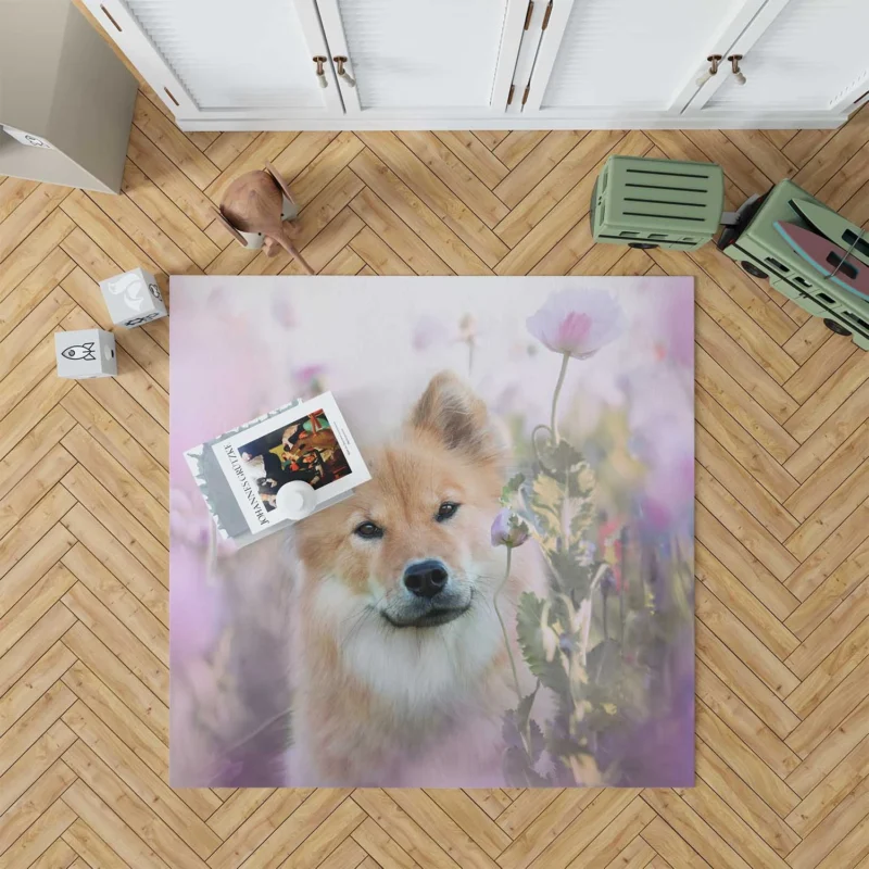 Eurasier with Flowers: Eurasier Quartet Floor Rug