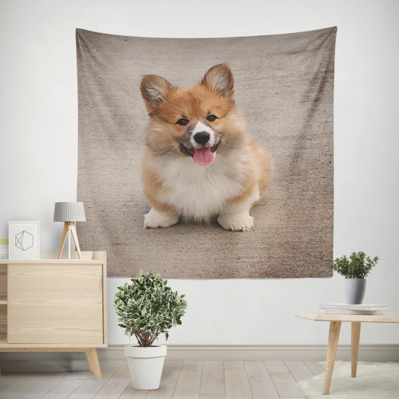 Fall Frolic  Corgi Pups in Quartet Wall Tapestry