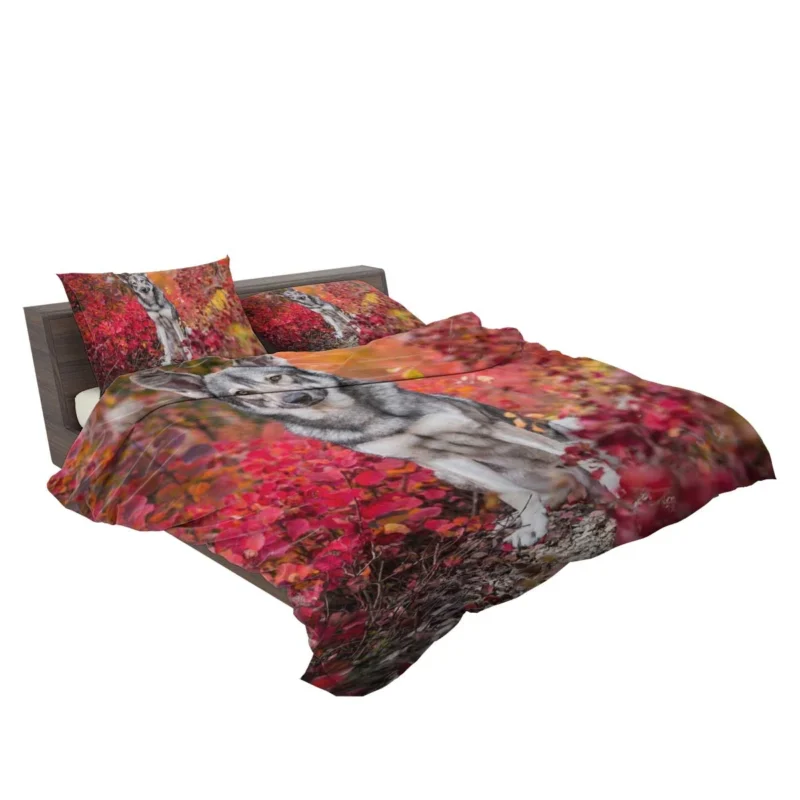 Fall Leafy Landscape: Wolfdog Quartet Bedding Set 2