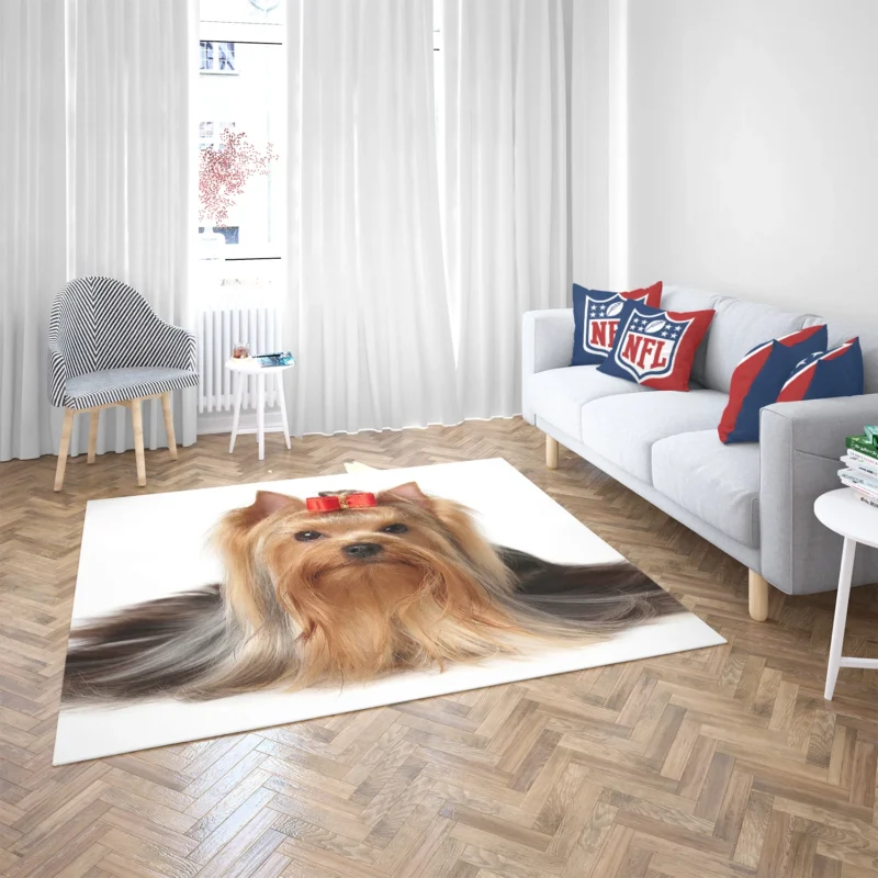 Fall Leafy Setting: Yorkshire Terrier Quartet Floor Rug 2