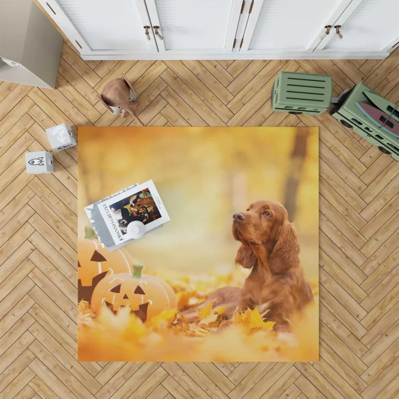 Fall Pumpkin Patch: English Cocker Spaniel Quartet Floor Rug