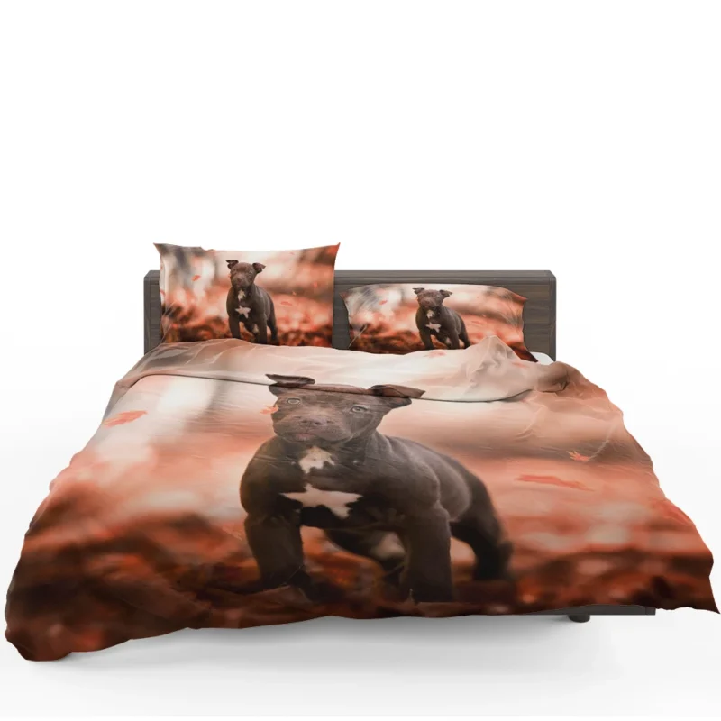 Fall Puppies in a Bauble: American Pit Bull Terrier Quartet Bedding Set