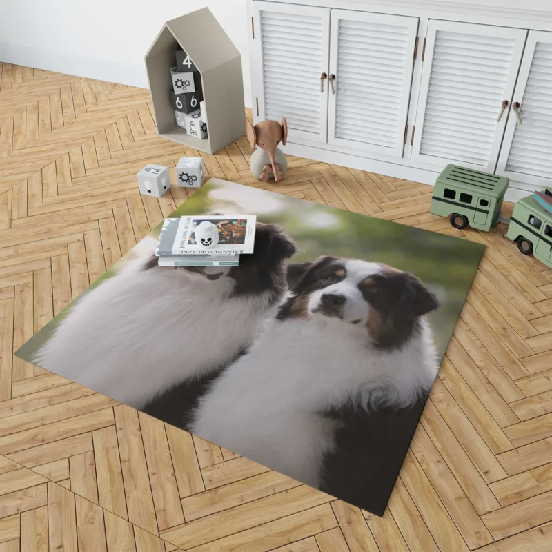 Father and Son Bond: Australian Shepherd Floor Rug 1