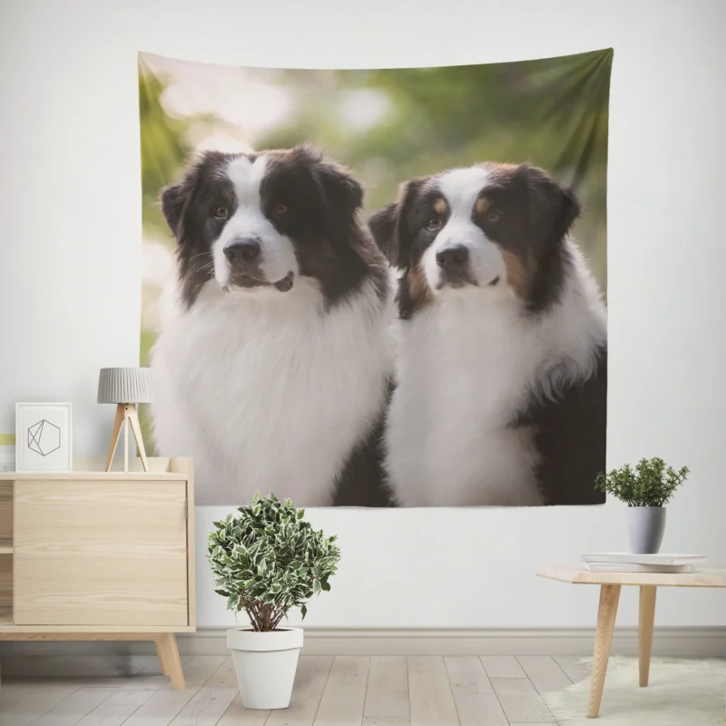 Father and Son Bond  Australian Shepherd Wall Tapestry