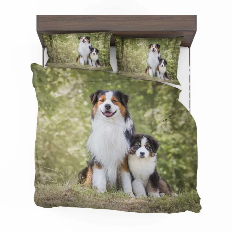 Father and Son Canine Love: Australian Shepherd Bedding Set 1