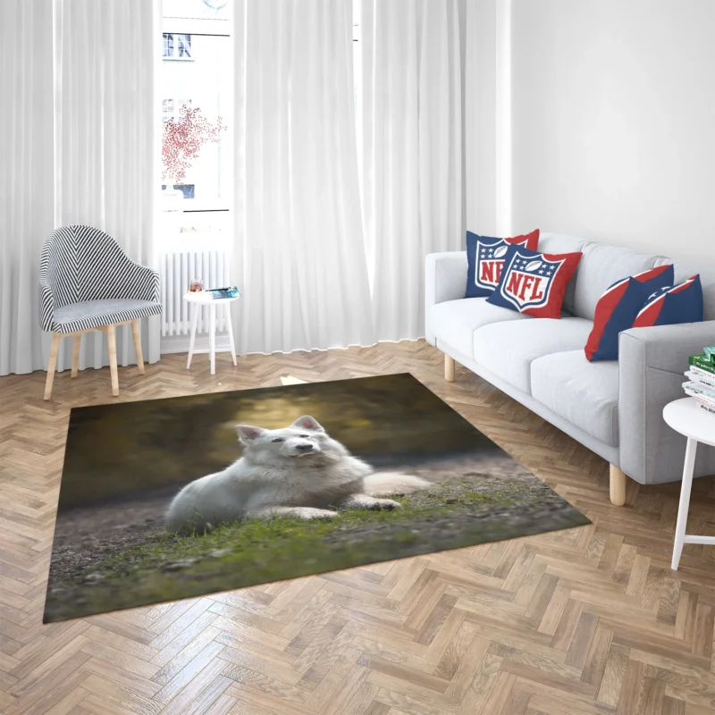 Fields of Depth and Beauty: White Shepherd Quartet Floor Rug 2