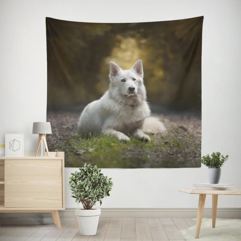 Fields of Depth and Beauty  White Shepherd Quartet Wall Tapestry