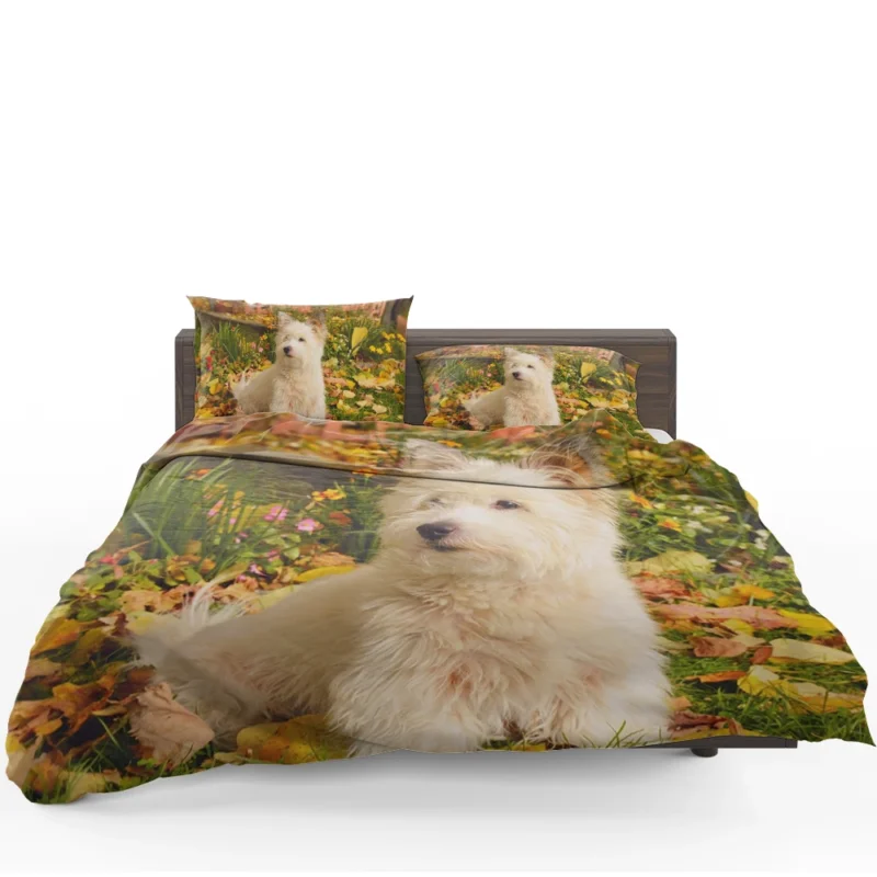 Fluffy and Fun: West Highland White Terrier Quartet Bedding Set