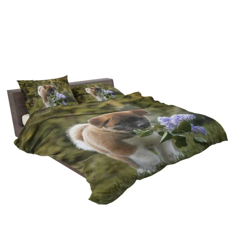 Four Majestic Akita Puppies in an Artful Quartet Bedding Set 2