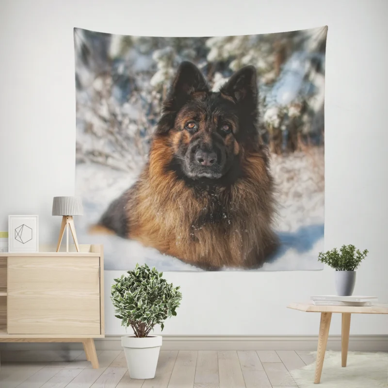 Four Majestic German Shepherds Unite Wall Tapestry