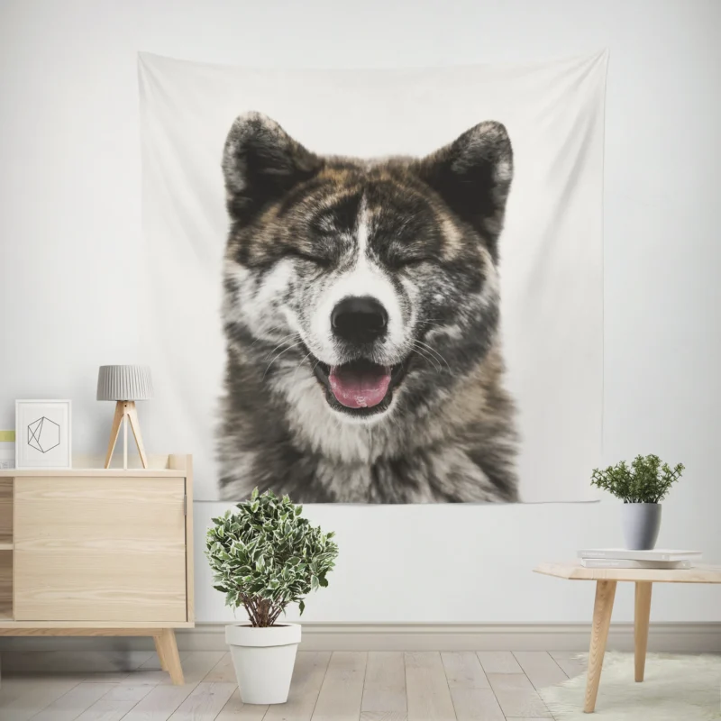 Fourfold Akita Charm  Quartet Allure Wall Tapestry