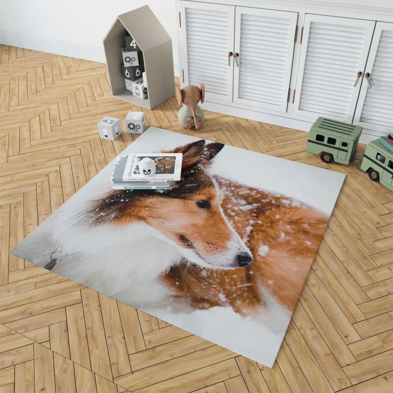 Fourfold Beauty: Rough Collie Quartet Floor Rug 1