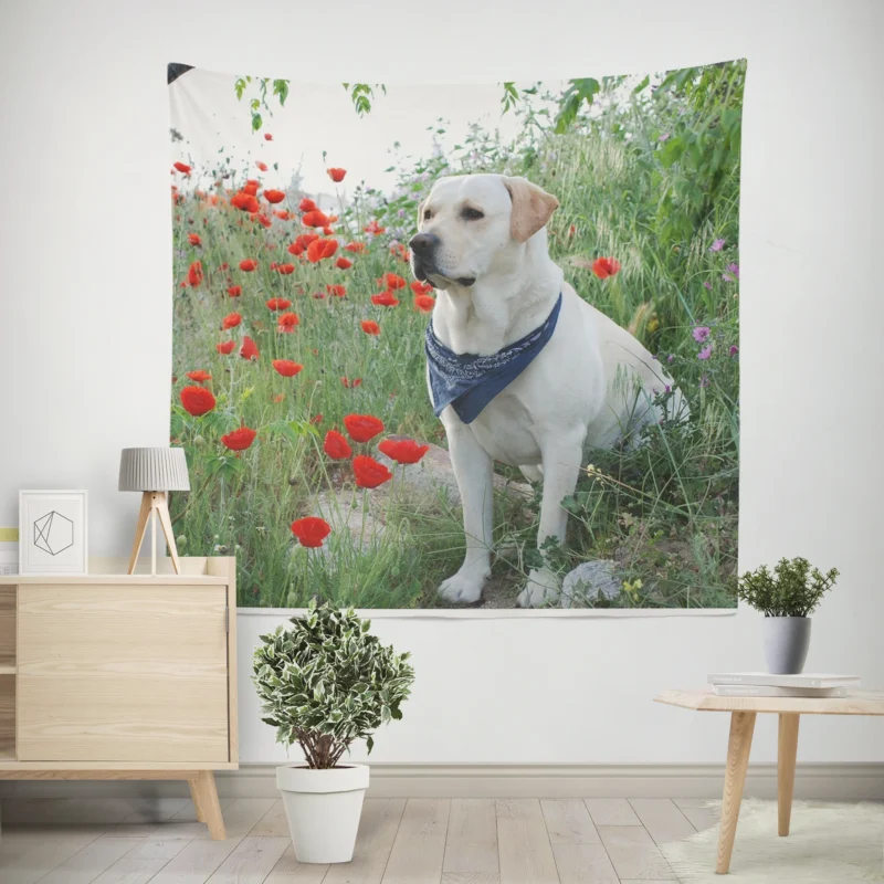 Fourfold Canine Charm  Labrador Quartet Wall Tapestry