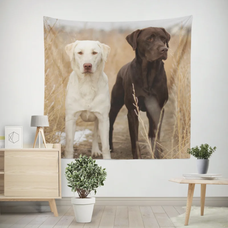 Fourfold Canine Joy  Labrador Quartet Wall Tapestry