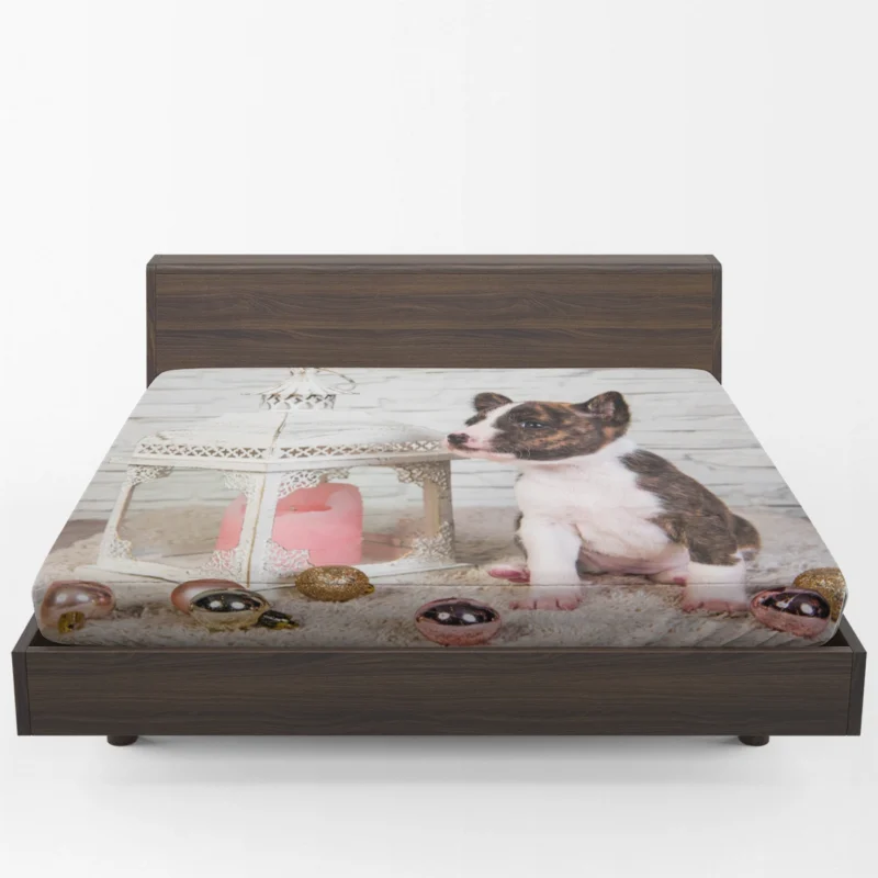 Fourfold Canine Majesty: Pit Bull Quartet Christmas Balls Fitted Sheet 1