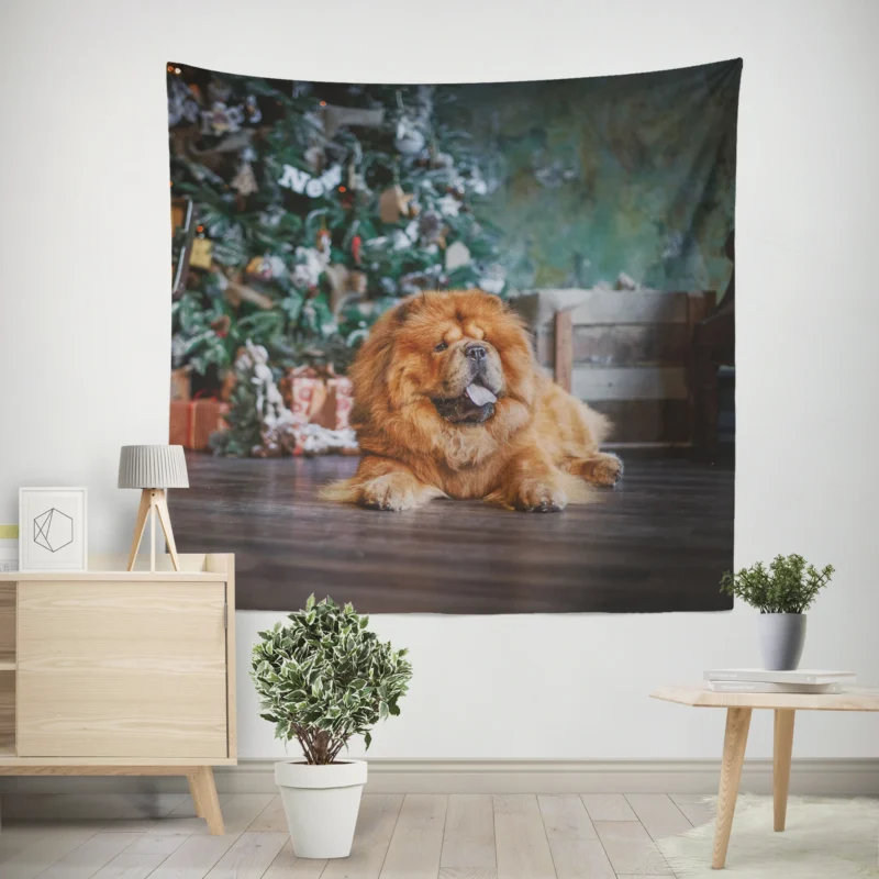 Fourfold Chow Chow Delight Wallpaper Wall Tapestry